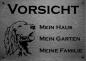 Preview: Edelstahl Warnschild Irish Setter VORSICHT Mein Haus mein Garten meine Familie